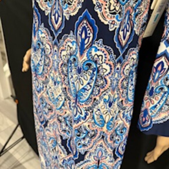 Eliza J, Elegant Blue 3/4 Sleeve Midi Dress with Slip – Size 16 - Picture 5 of 8